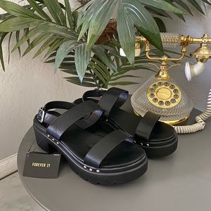 Studded Platform Block Heel Sandals